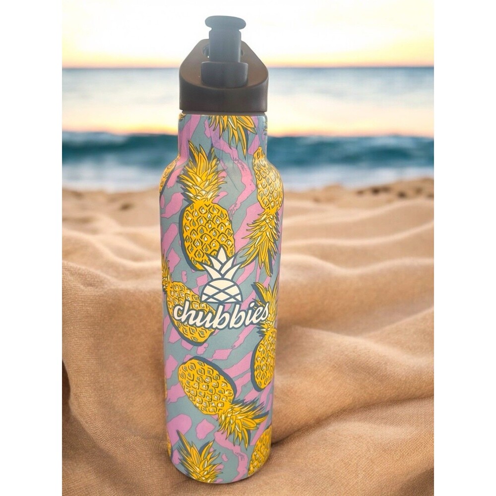 Chubbies Water Bottle Insulated Stainless Steel Blue & Pink Pineapple Swingers